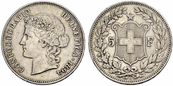 5 Franc Svizzera Argento 