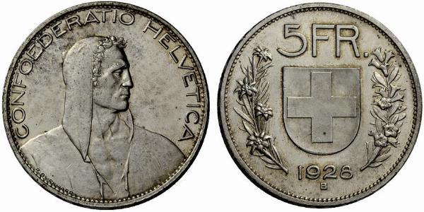 5 Franc Svizzera Argento 