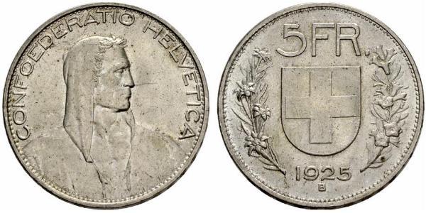 5 Franc Svizzera Argento 