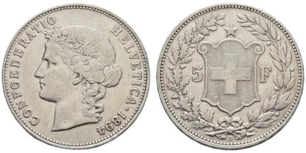 5 Franc Svizzera Argento 