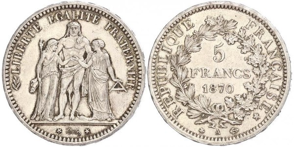 5 Franc Terza Repubblica francese (1870-1940)  Argento 