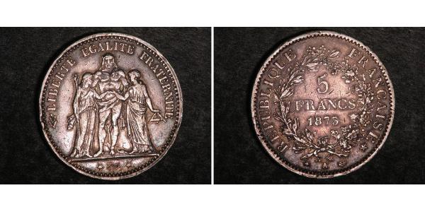 5 Franc Terza Repubblica francese (1870-1940)  Argento 