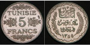 5 Franc Tunisia Argento 