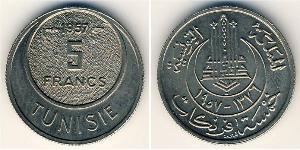 5 Franc Tunisia Copper/Nickel 