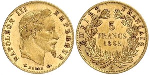 5 Franc Second French Empire (1852-1870) Gold Napoleon III (1808-1873)