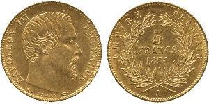 5 Franc Second French Empire (1852-1870) Gold Napoleon III (1808-1873)