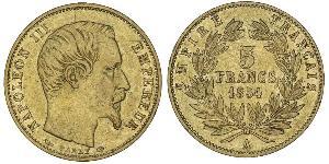 5 Franc Second French Empire (1852-1870) Gold Napoleon III (1808-1873)