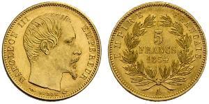 5 Franc Second French Empire (1852-1870) Gold Napoleon III (1808-1873)