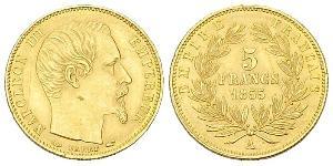 5 Franc Second French Empire (1852-1870) Gold Napoleon III (1808-1873)