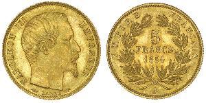 5 Franc Second French Empire (1852-1870) Gold Napoleon III (1808-1873)