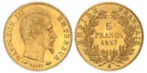 5 Franc Second French Empire (1852-1870) Gold Napoleon III (1808-1873)