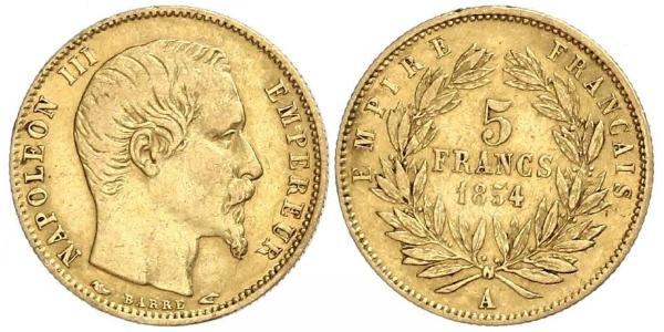 5 Franc Second French Empire (1852-1870) Gold Napoleon III (1808-1873)