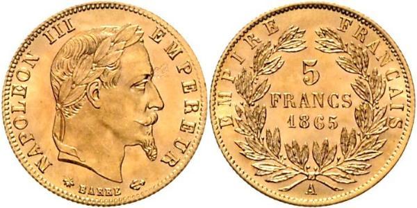 5 Franc Second French Empire (1852-1870) Gold Napoleon III (1808-1873)