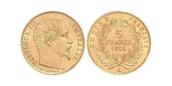 5 Franc Second French Empire (1852-1870) Gold Napoleon III (1808-1873)