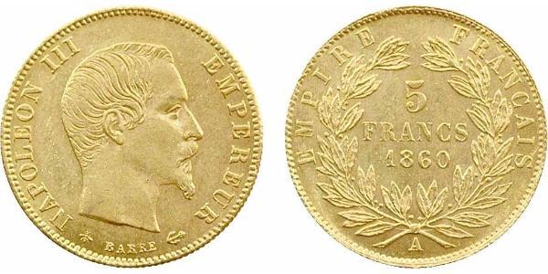 5 Franc Second French Empire (1852-1870) Gold Napoleon III (1808-1873)