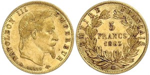 5 Franc Zweites Kaiserreich (1852-1870) Gold Napoleon III (1808-1873)