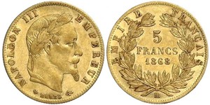 5 Franc Zweites Kaiserreich (1852-1870) Gold Napoleon III (1808-1873)