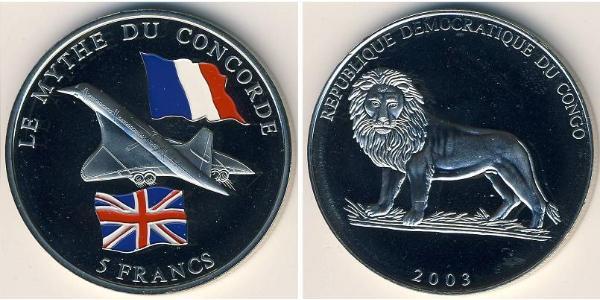 5 Franc Demokratische Republik Kongo Kupfer/Nickel 