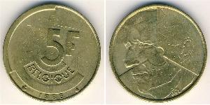 5 Franc Belgique Laiton 