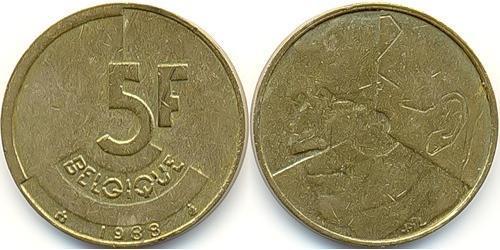 5 Franc Belgique Laiton 