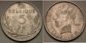 5 Franc Belgique Nickel Léopold III (roi des Belges)