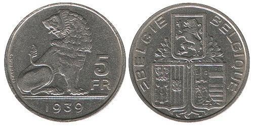 5 Franc Belgium Nickel 