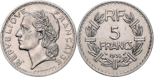 5 Franc French Third Republic (1870-1940)  Nickel 