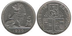 5 Franc Bélgica Níquel 
