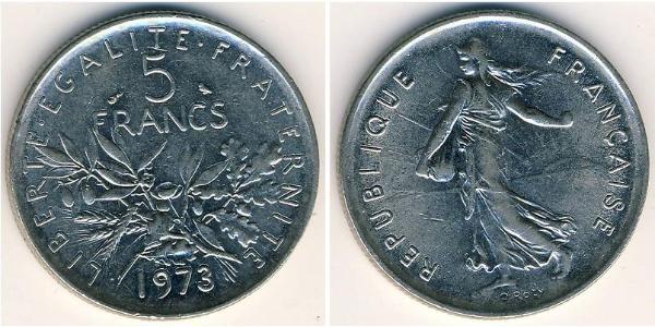 5 Franc Quinta República Francesa (1958 - ) Níquel/Cobre 