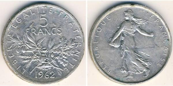 5 Franc Quinta República Francesa (1958 - ) Níquel/Cobre 