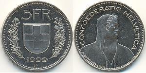 5 Franc Suiza Níquel/Cobre 