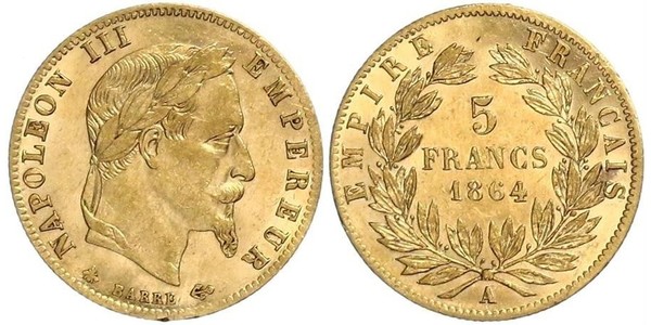 5 Franc Second Empire (1852-1870) Or Napoleon III (1808-1873)