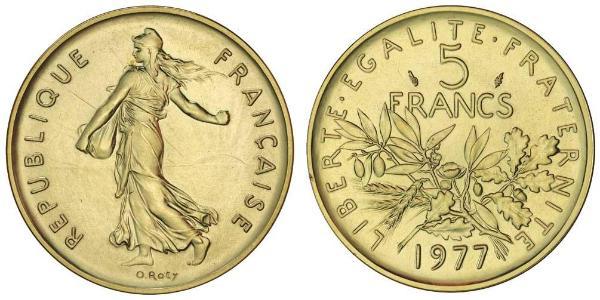 5 Franc Quinta República Francesa (1958 - ) Oro 