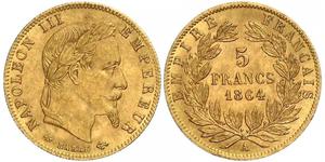 5 Franc Secondo Impero francese (1852-1870) Oro Napoleone III (1808-1873)