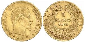 5 Franc Secondo Impero francese (1852-1870) Oro Napoleone III (1808-1873)