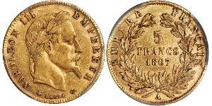 5 Franc Secondo Impero francese (1852-1870) Oro Napoleone III (1808-1873)