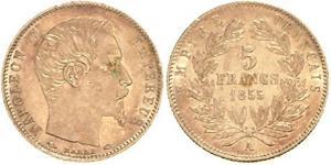 5 Franc Secondo Impero francese (1852-1870) Oro Napoleone III (1808-1873)