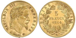 5 Franc Secondo Impero francese (1852-1870) Oro Napoleone III (1808-1873)