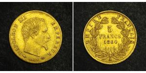 5 Franc Secondo Impero francese (1852-1870) Oro Napoleone III (1808-1873)