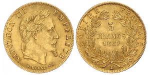5 Franc Secondo Impero francese (1852-1870) Oro Napoleone III (1808-1873)