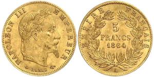 5 Franc Secondo Impero francese (1852-1870) Oro Napoleone III (1808-1873)