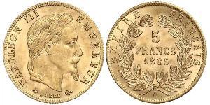 5 Franc Secondo Impero francese (1852-1870) Oro Napoleone III (1808-1873)