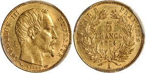 5 Franc Secondo Impero francese (1852-1870) Oro Napoleone III (1808-1873)