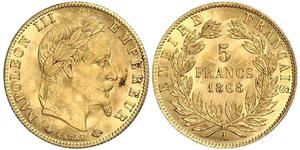 5 Franc Secondo Impero francese (1852-1870) Oro Napoleone III (1808-1873)