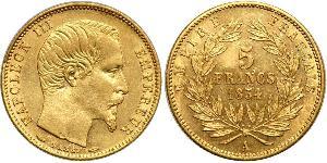 5 Franc Secondo Impero francese (1852-1870) Oro Napoleone III (1808-1873)