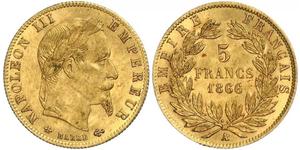 5 Franc Secondo Impero francese (1852-1870) Oro Napoleone III (1808-1873)