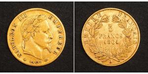 5 Franc Secondo Impero francese (1852-1870) Oro Napoleone III (1808-1873)