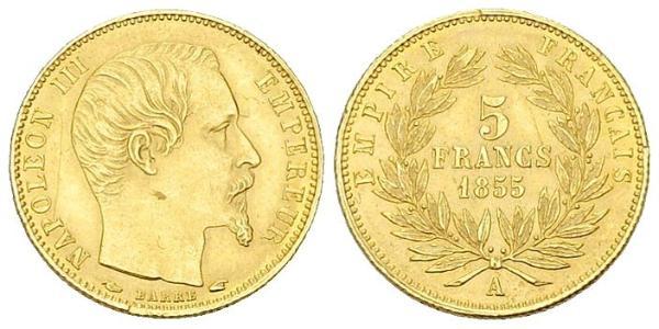 5 Franc Secondo Impero francese (1852-1870) Oro Napoleone III (1808-1873)