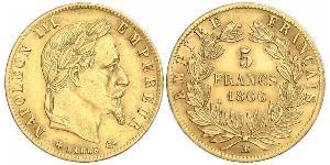 5 Franc Segundo Imperio francés (1852-1870) Oro Napoleon III (1808-1873)