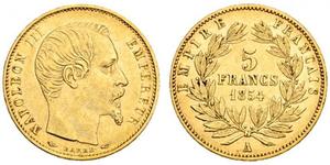 5 Franc Segundo Imperio francés (1852-1870) Oro Napoleon III (1808-1873)